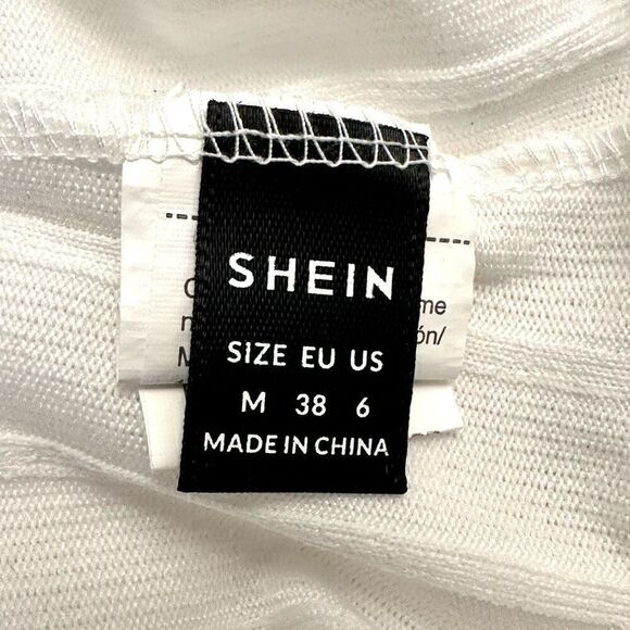 NWOT Shein EZwear Square Halter Neck Ribbed Textured Knit Tank Top White Medium - Picture 4 of 5